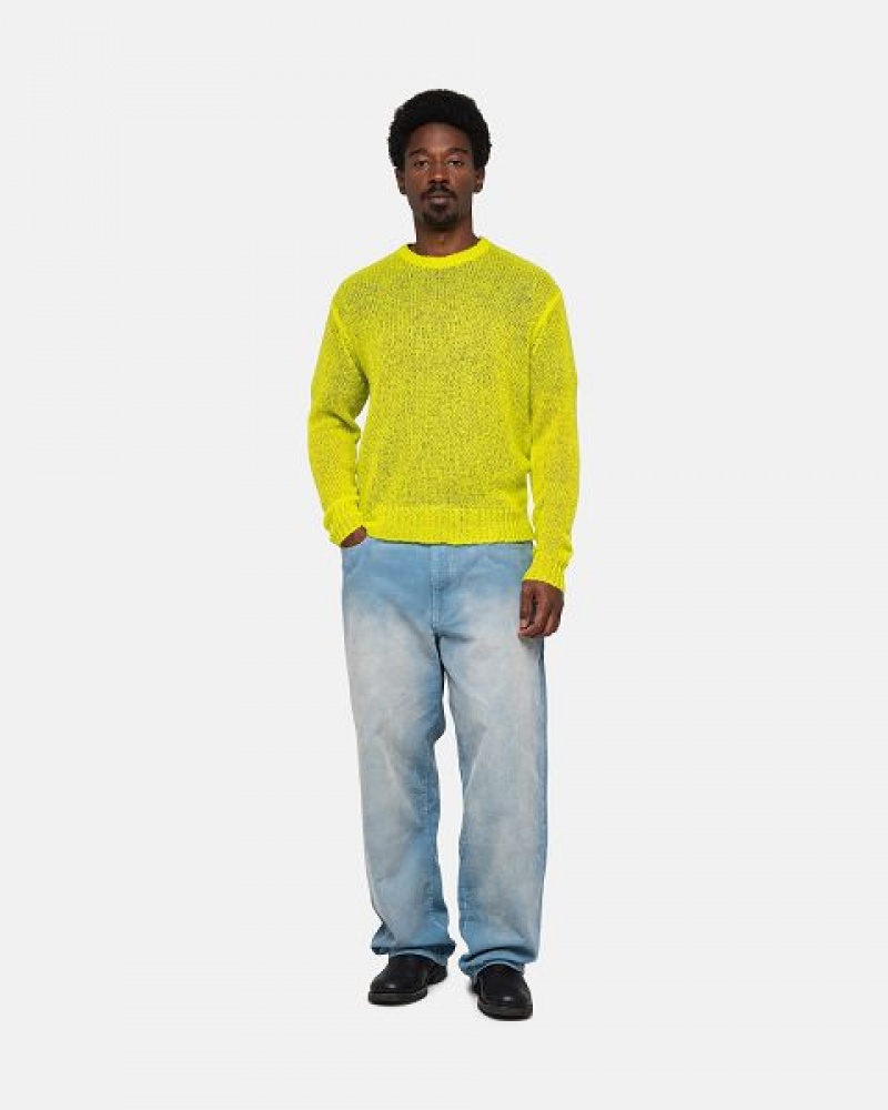 Light Green Stussy S Loose Knit Sweaters | 9857AMLIB