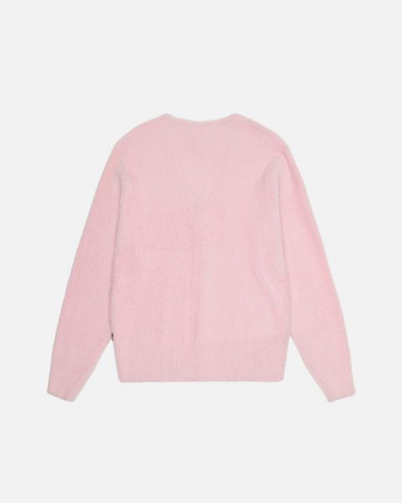 Light Pink Stussy Shaggy Cardigan | 0379AOGBU