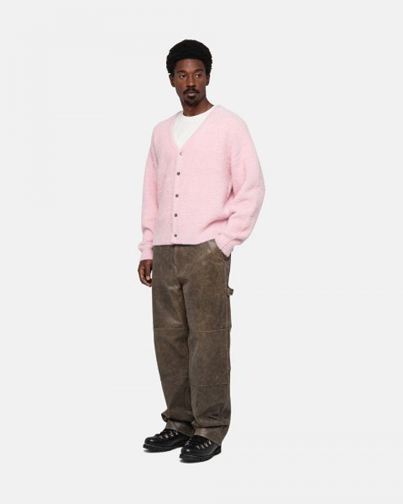 Light Pink Stussy Shaggy Cardigan | 0379AOGBU