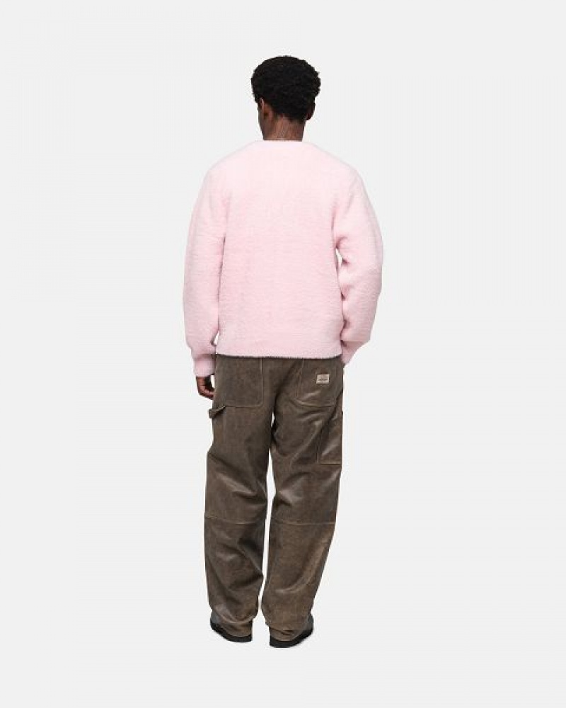 Light Pink Stussy Shaggy Cardigan | 0379AOGBU