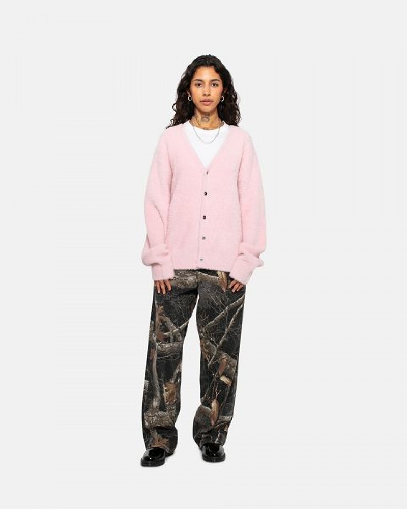 Light Pink Stussy Shaggy Cardigan | 0379AOGBU