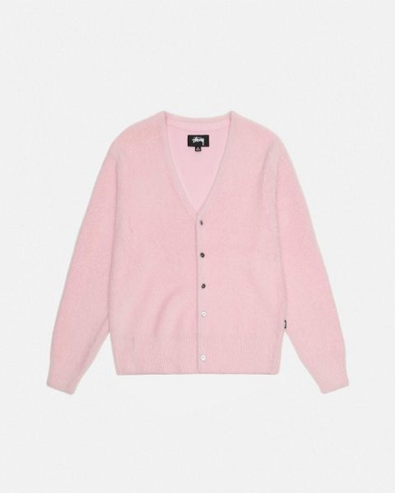 Light Pink Stussy Shaggy Cardigan | 0379AOGBU