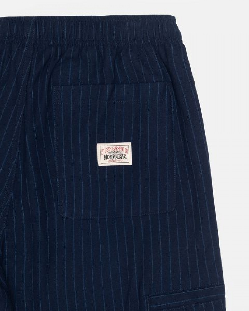 Navy Stussy Beach Wool Stripe Pants | 9251IBEHZ