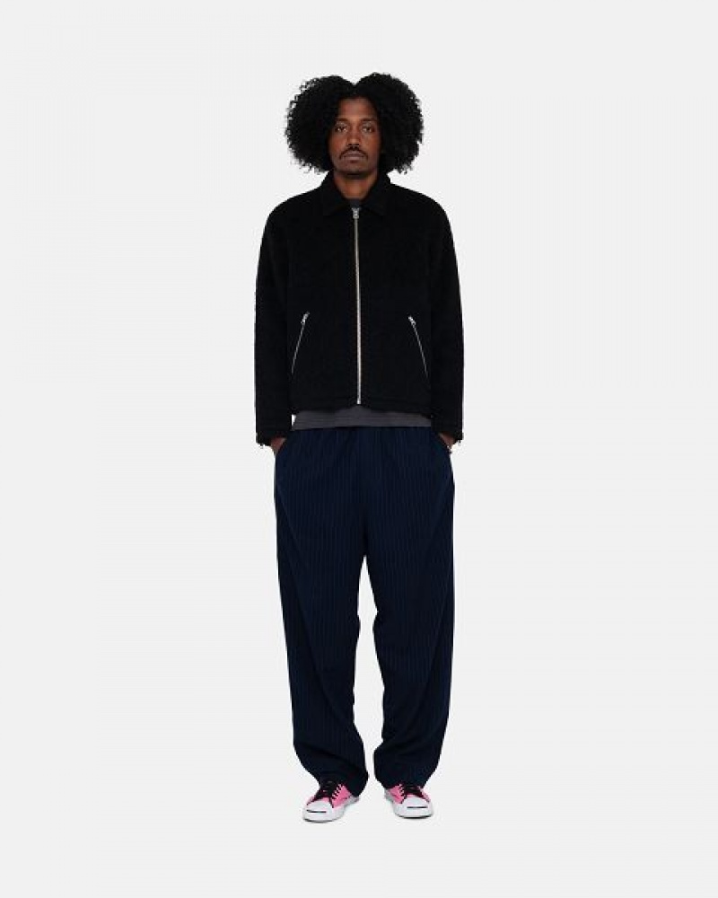 Navy Stussy Beach Wool Stripe Pants | 9251IBEHZ