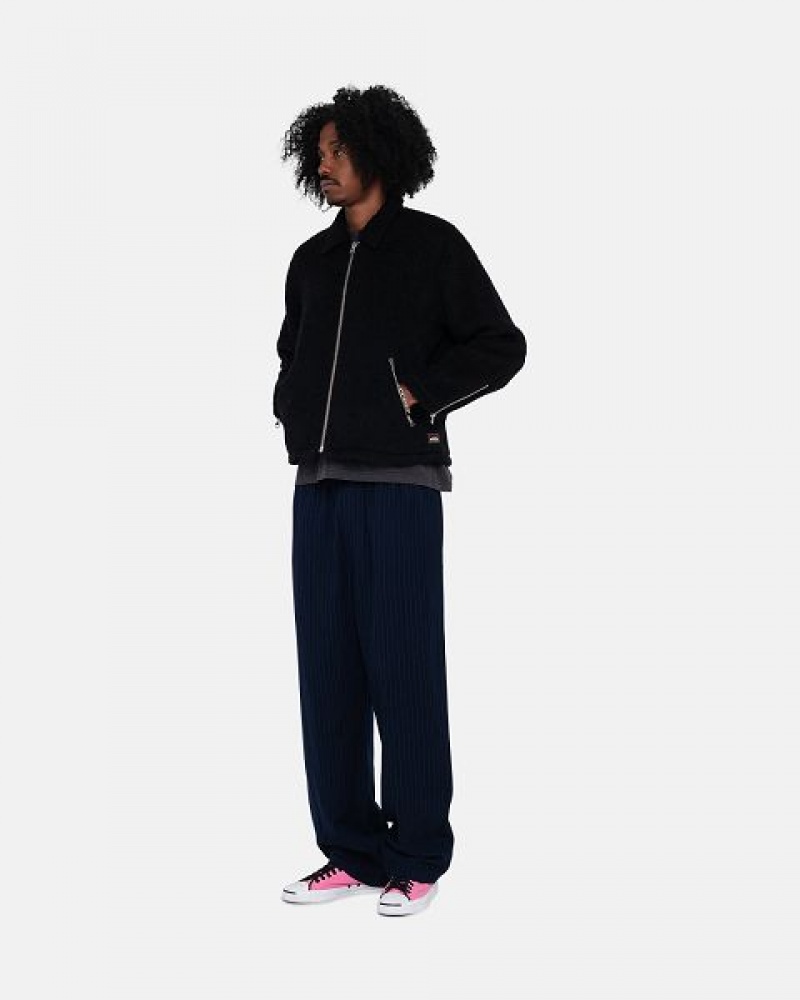 Navy Stussy Beach Wool Stripe Pants | 9251IBEHZ