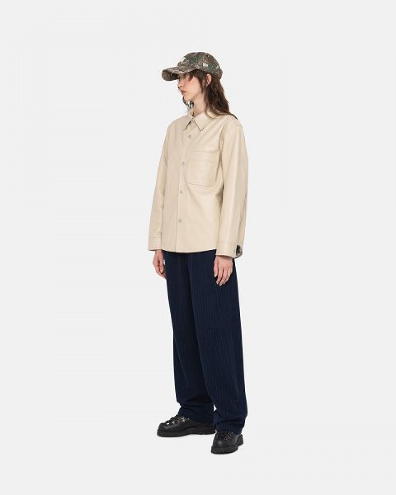 Navy Stussy Beach Wool Stripe Pants | 9251IBEHZ