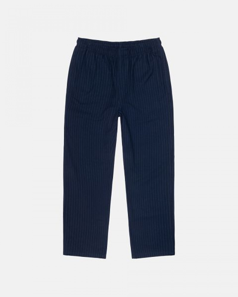 Navy Stussy Beach Wool Stripe Pants | 9251IBEHZ