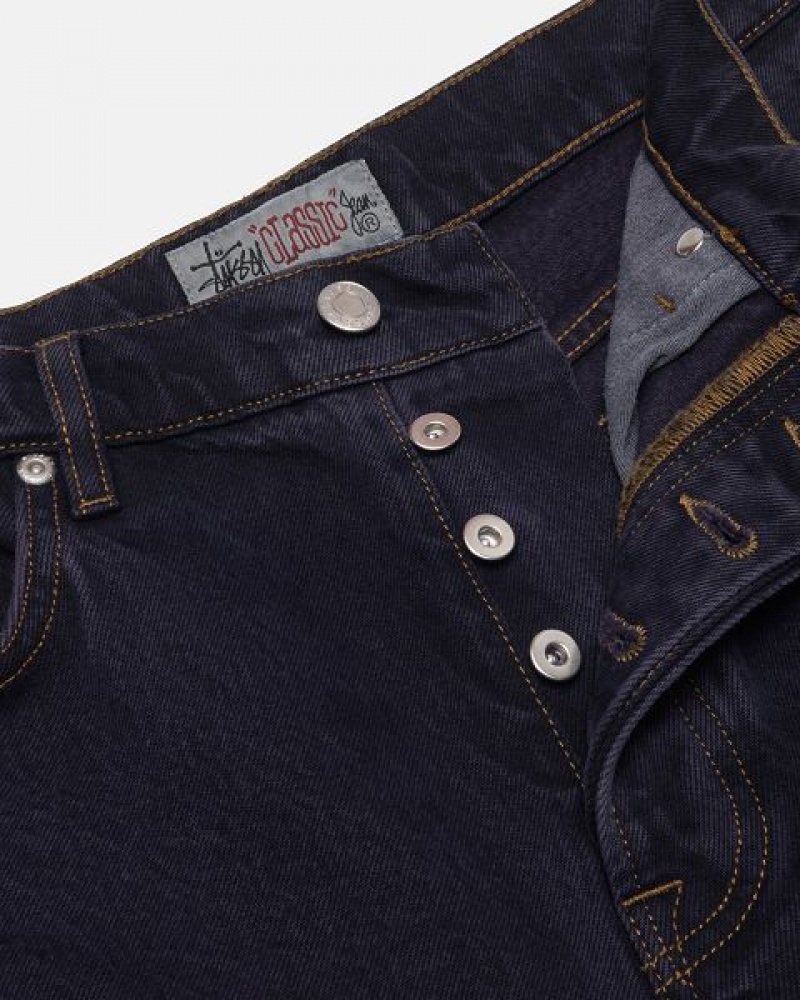 Navy Stussy Classic Denim Jeans | 0586PLHEM