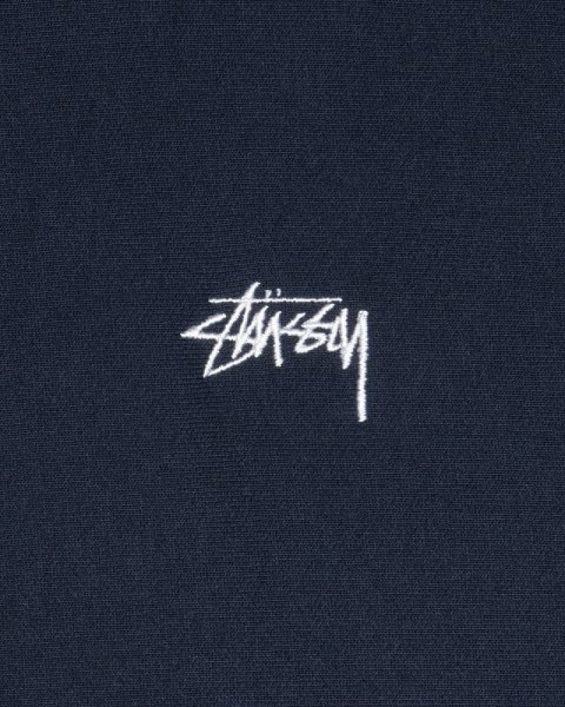 Navy Stussy Stock Logo Hoodie | 6148QRPAO