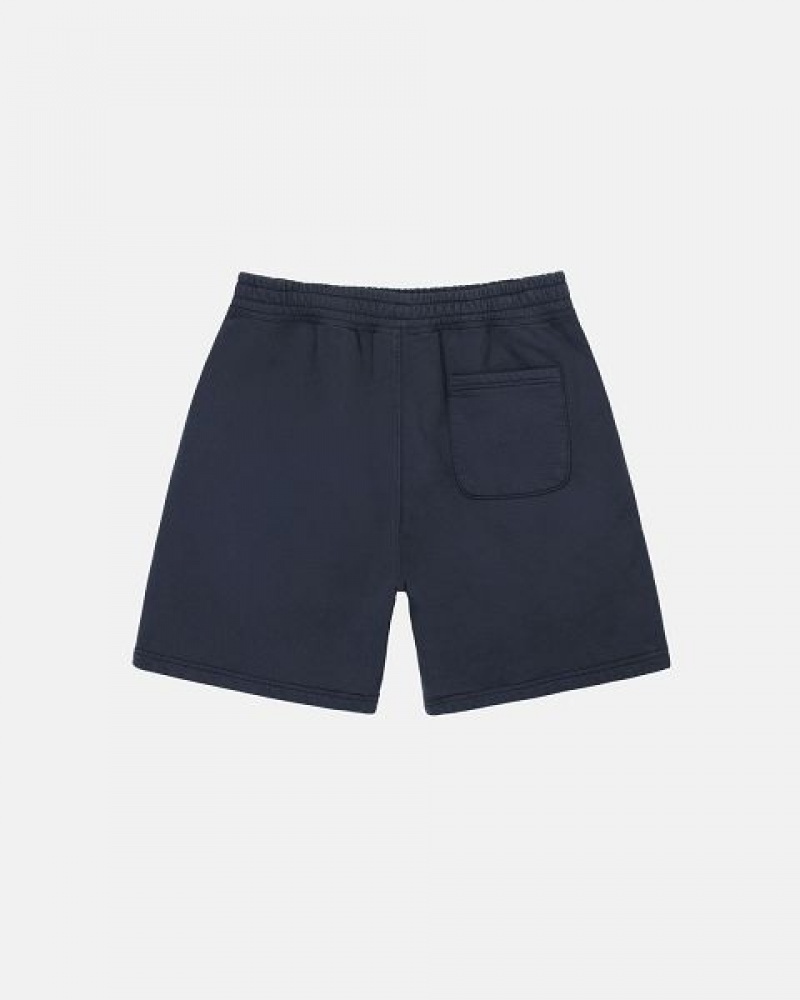 Navy Stussy Stock Logo Sweats Shorts | 9453IUHMS