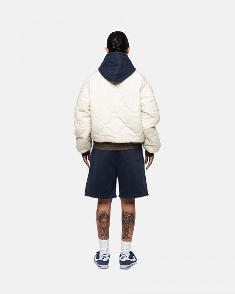 Navy Stussy Stock Logo Sweats Shorts | 9453IUHMS