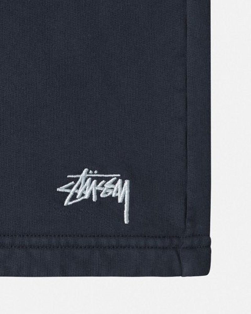 Navy Stussy Stock Logo Sweats Shorts | 9453IUHMS