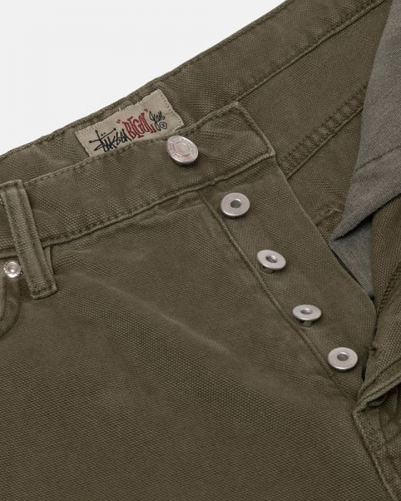 Olive Stussy Big Ol' Washed Canvas Jeans | 1054LRWFT