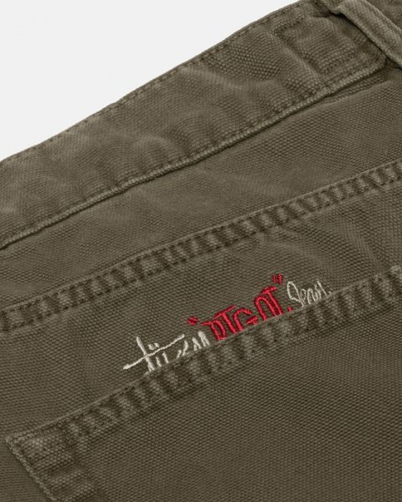 Olive Stussy Big Ol' Washed Canvas Jeans | 1054LRWFT