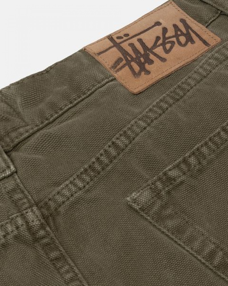 Olive Stussy Big Ol' Washed Canvas Jeans | 1054LRWFT