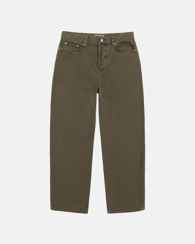 Olive Stussy Big Ol\' Washed Canvas Jeans | 1054LRWFT