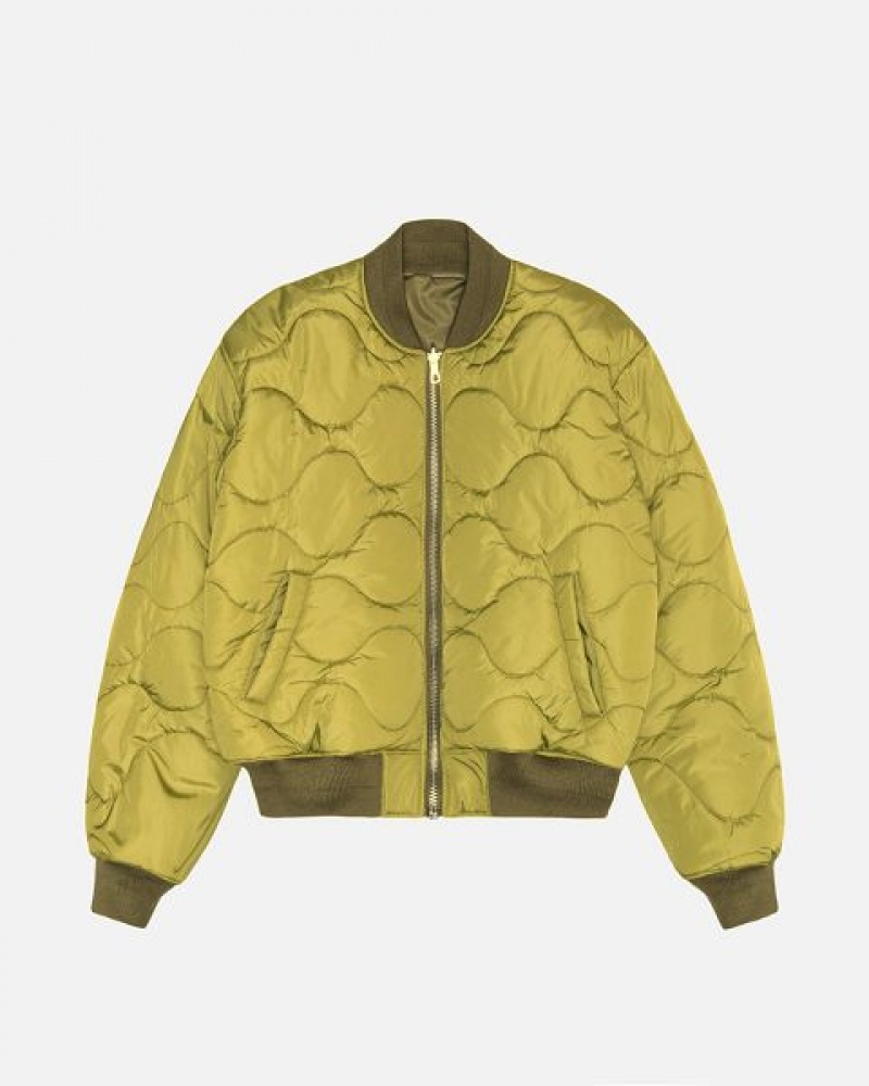 Olive Stussy Built Reversible Bomber Jackets | 3689FYJAW