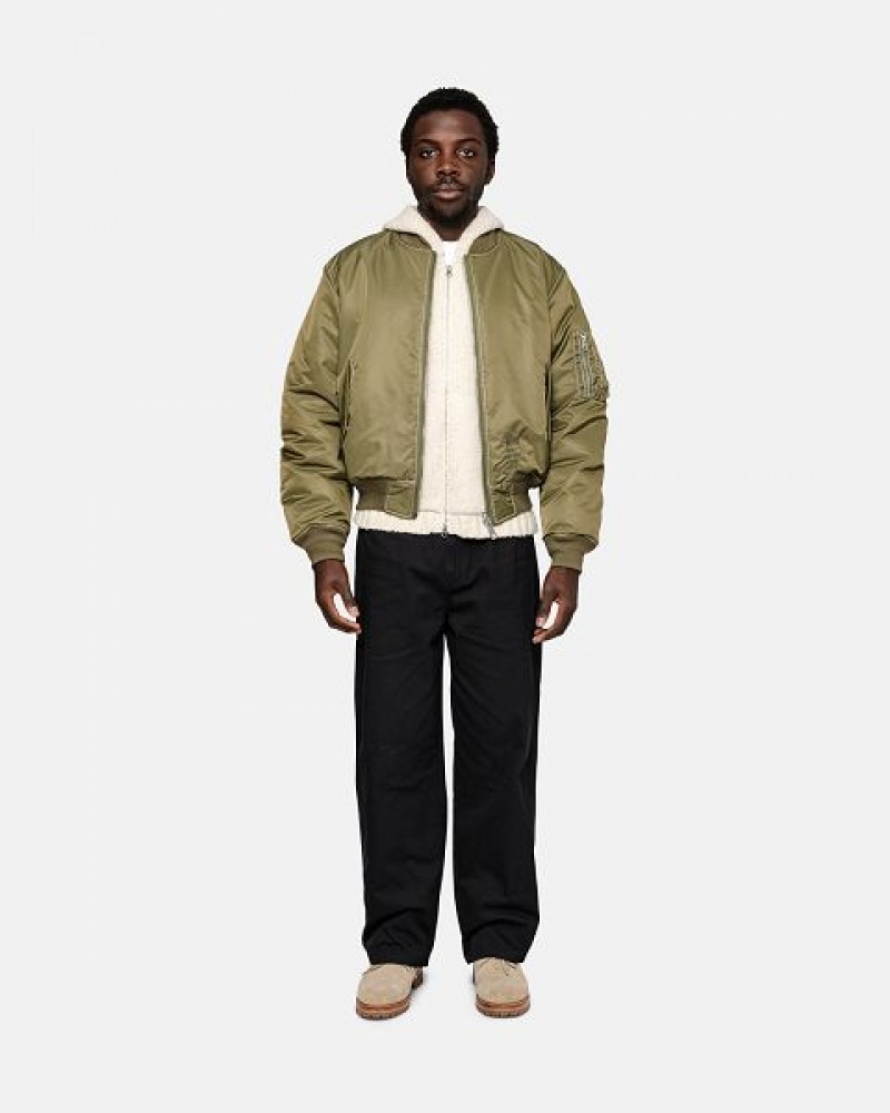 Olive Stussy Built Reversible Bomber Jackets | 3689FYJAW