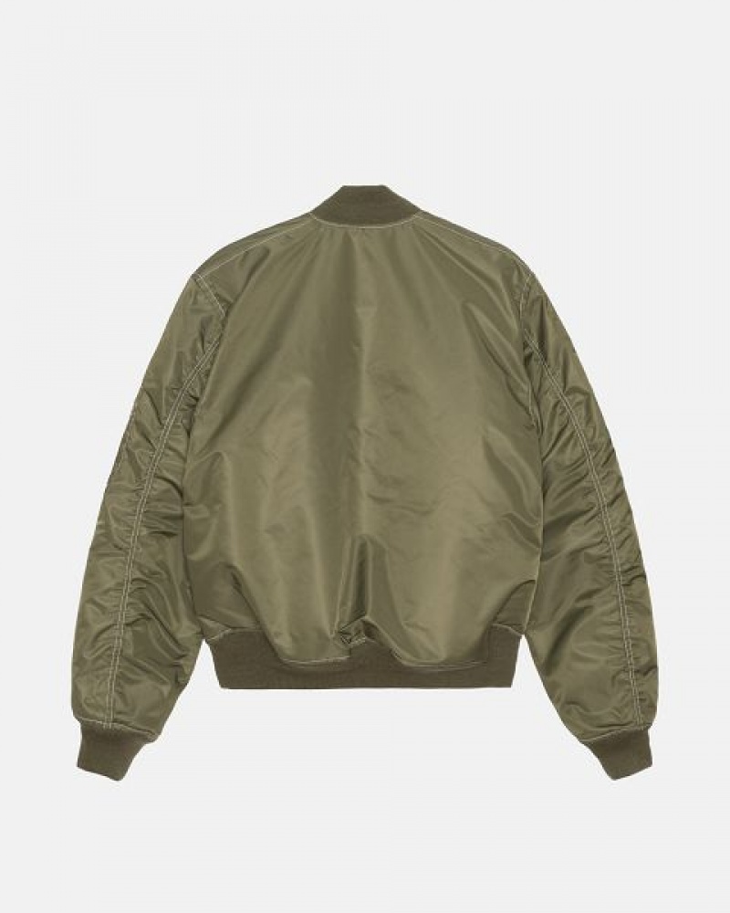 Olive Stussy Built Reversible Bomber Jackets | 3689FYJAW