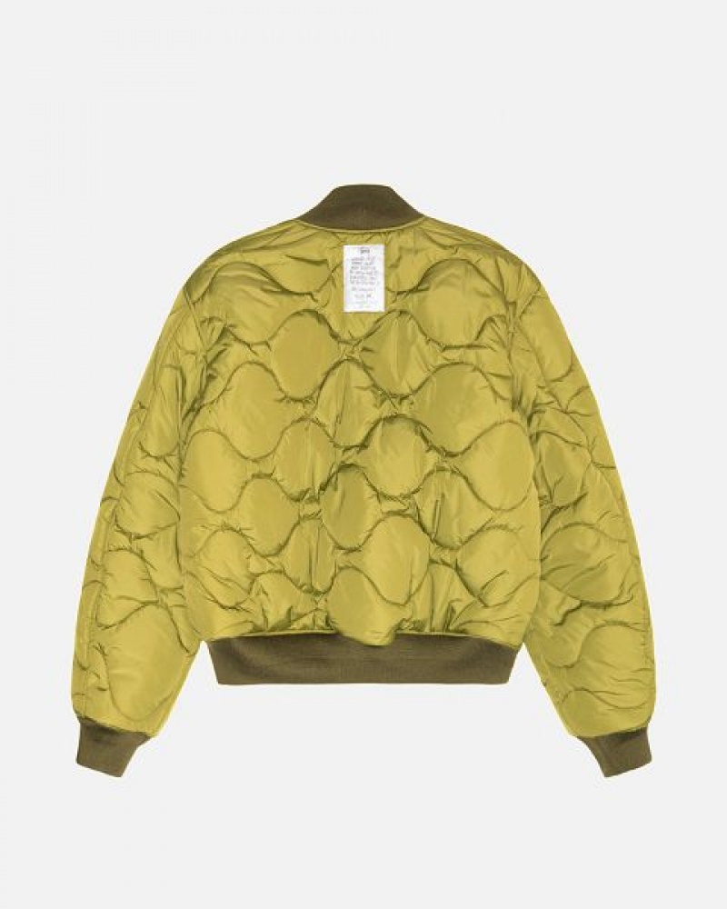 Olive Stussy Built Reversible Bomber Jackets | 3689FYJAW