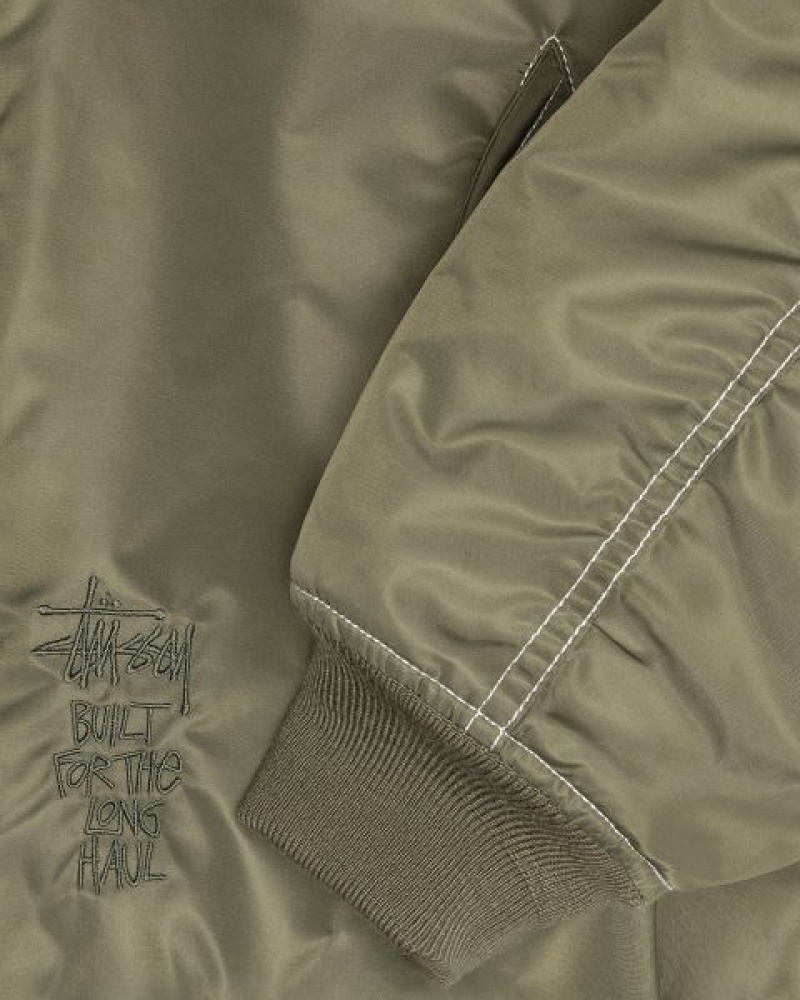 Olive Stussy Built Reversible Bomber Jackets | 3689FYJAW