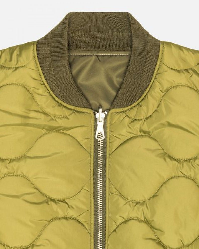 Olive Stussy Built Reversible Bomber Jackets | 3689FYJAW