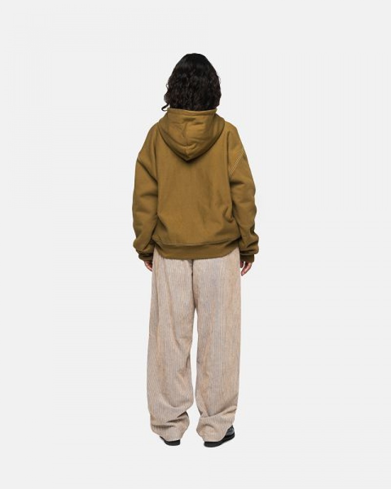 Olive Stussy Double Face Label Zip Hoodie | 9462BJKXI