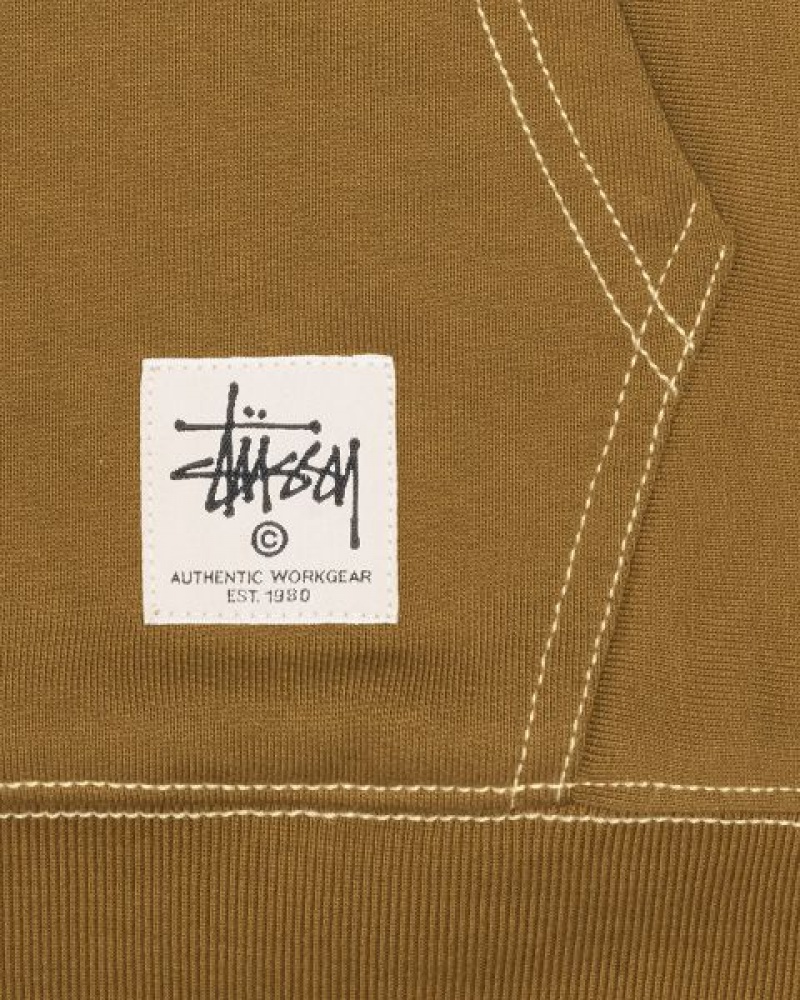 Olive Stussy Double Face Label Zip Hoodie | 9462BJKXI