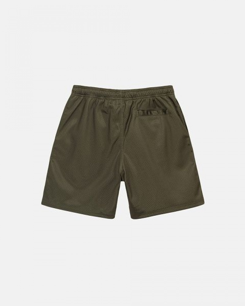 Olive Stussy Mesh Big Basic Shorts | 7358FYLJR