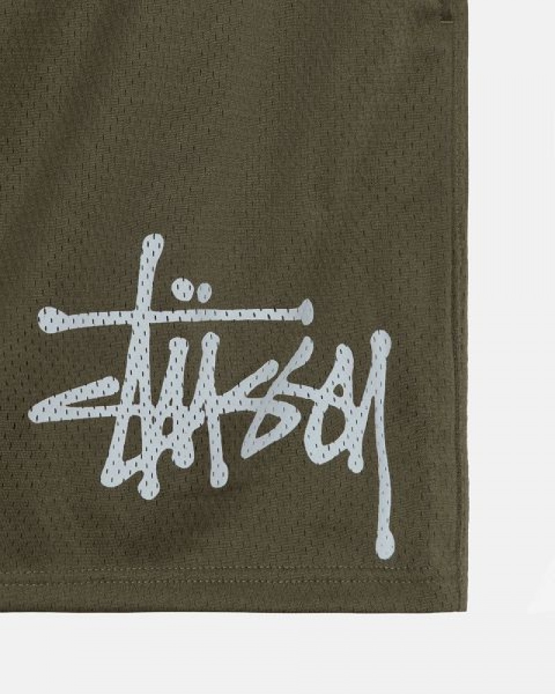 Olive Stussy Mesh Big Basic Shorts | 7358FYLJR