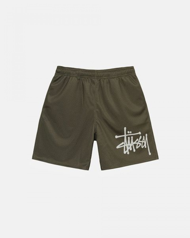 Olive Stussy Mesh Big Basic Shorts | 7358FYLJR