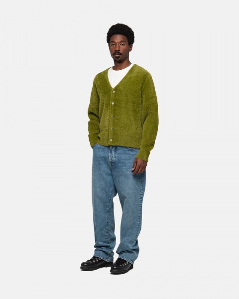 Olive Stussy Shaggy Cardigan | 6245ZNUBT