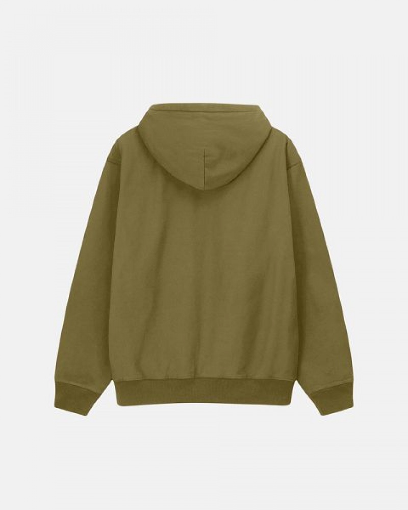 Olive Stussy Stock Logo Hoodie | 5249ZUFEV