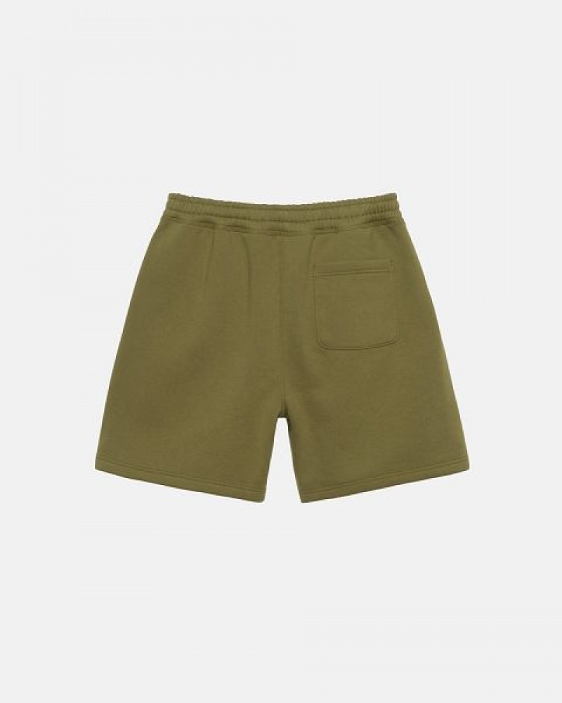 Olive Stussy Stock Logo Sweats Shorts | 0721MTNAX