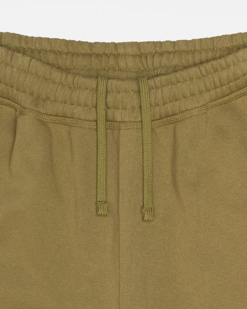 Olive Stussy Stock Logo Sweats Shorts | 0721MTNAX