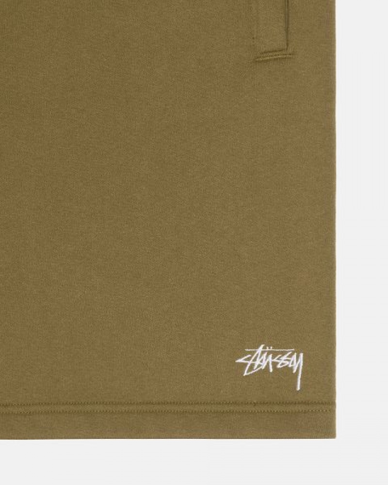 Olive Stussy Stock Logo Sweats Shorts | 0721MTNAX