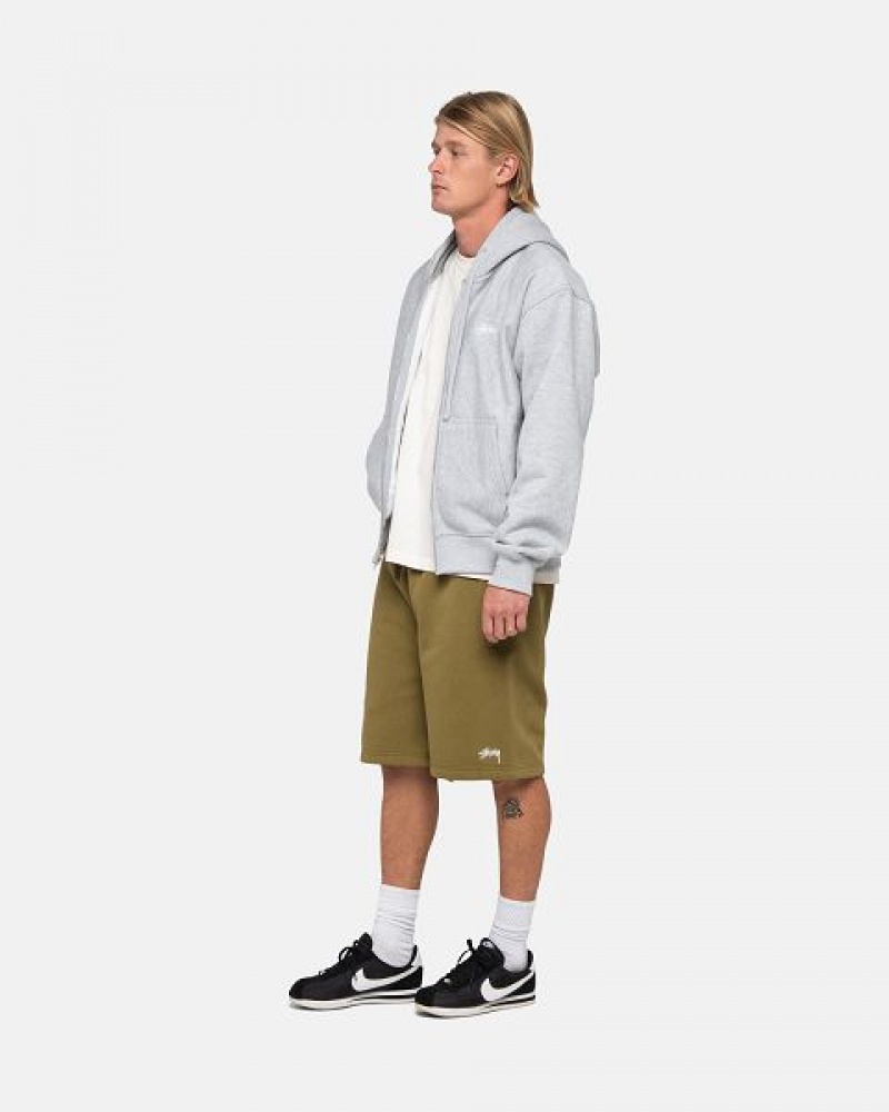 Olive Stussy Stock Logo Sweats Shorts | 0721MTNAX