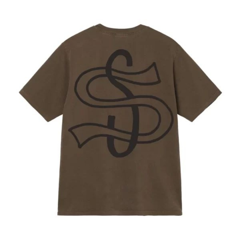 Olive / Black Stussy Big League Pigment Dyed T Shirts | 7905HXIEZ