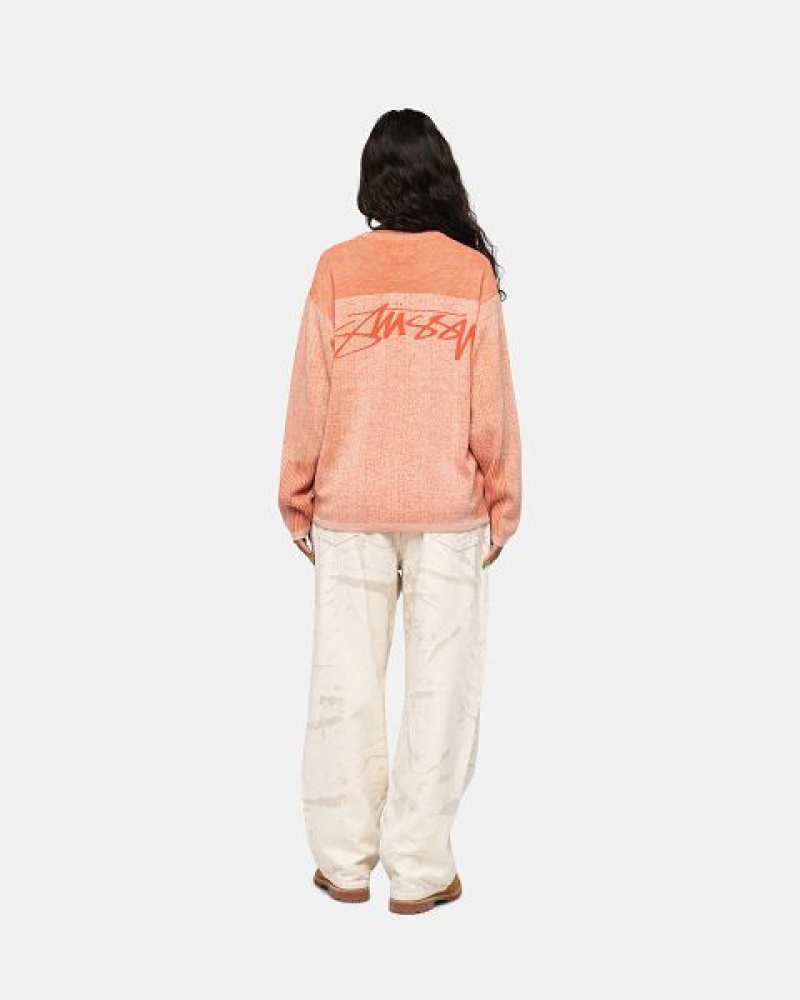 Orange Stussy Engineered Panel Sweaters | 2957AGXEF