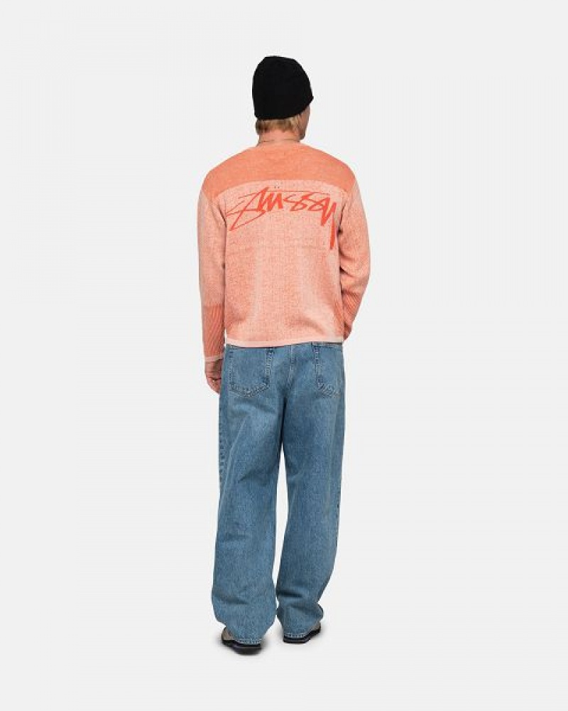 Orange Stussy Engineered Panel Sweaters | 2957AGXEF