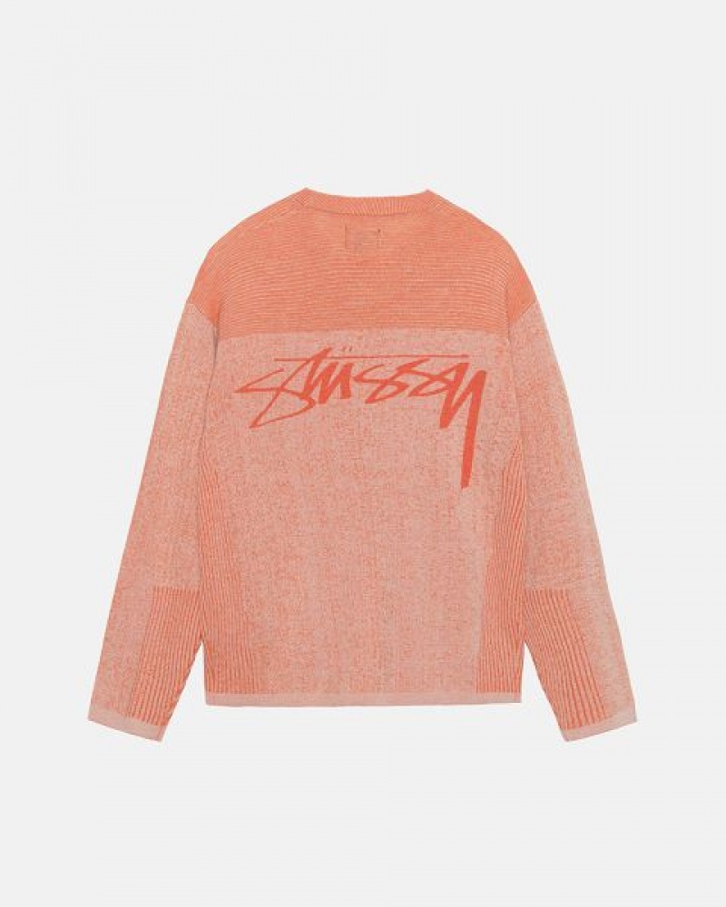 Orange Stussy Engineered Panel Sweaters | 2957AGXEF