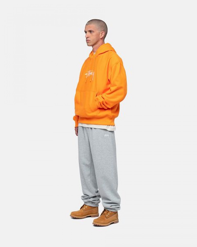 Orange / White Stussy Stock Logo Applique Hoodie | 2153VDFLM