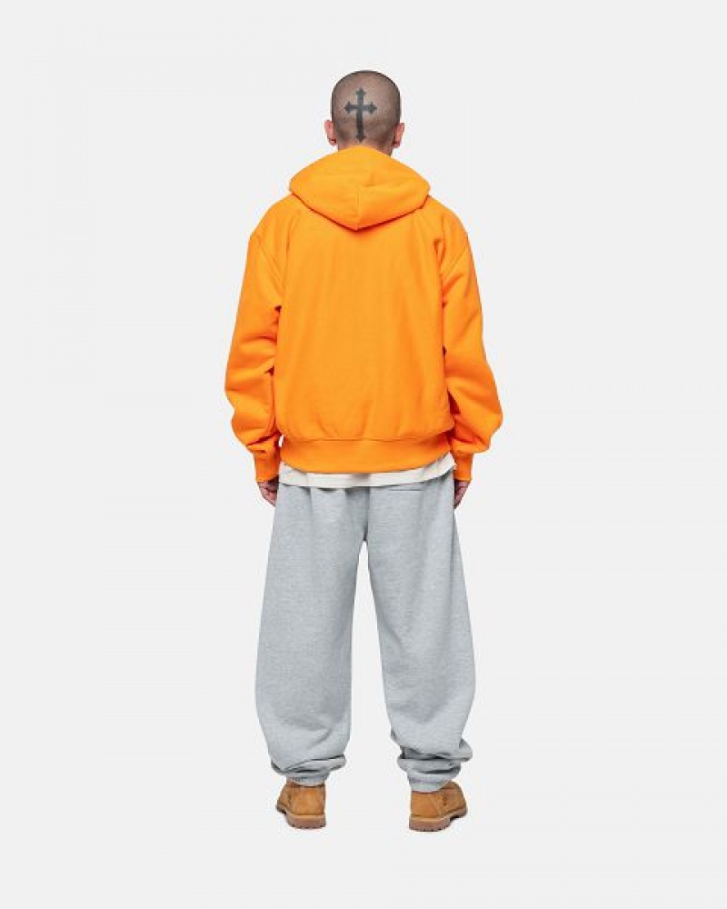 Orange / White Stussy Stock Logo Applique Hoodie | 2153VDFLM