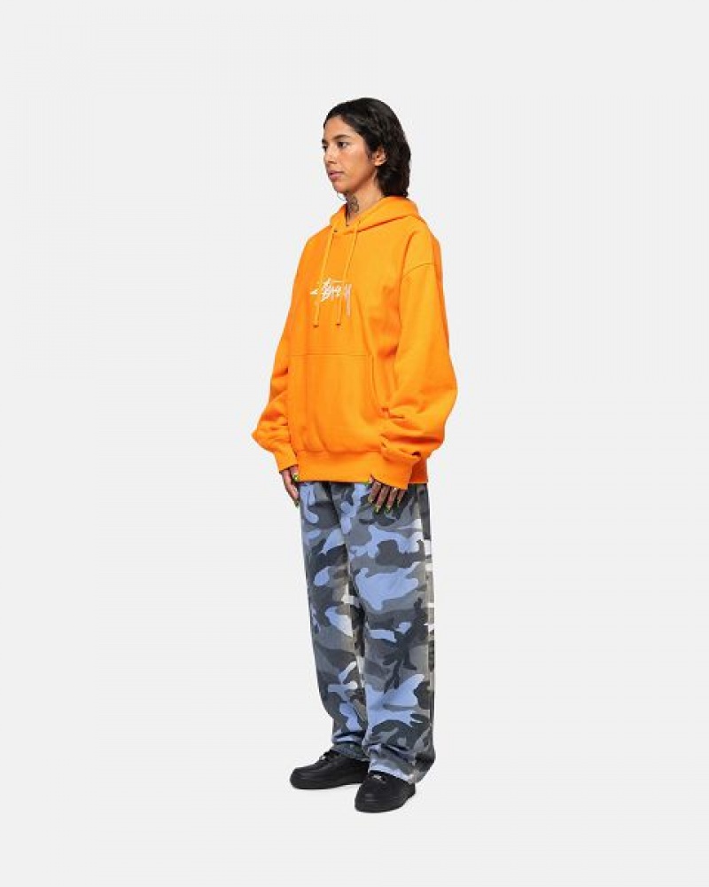 Orange / White Stussy Stock Logo Applique Hoodie | 2153VDFLM