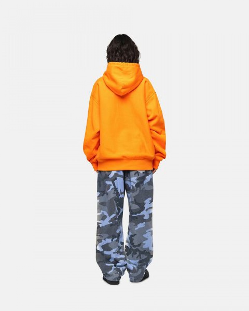 Orange / White Stussy Stock Logo Applique Hoodie | 2153VDFLM