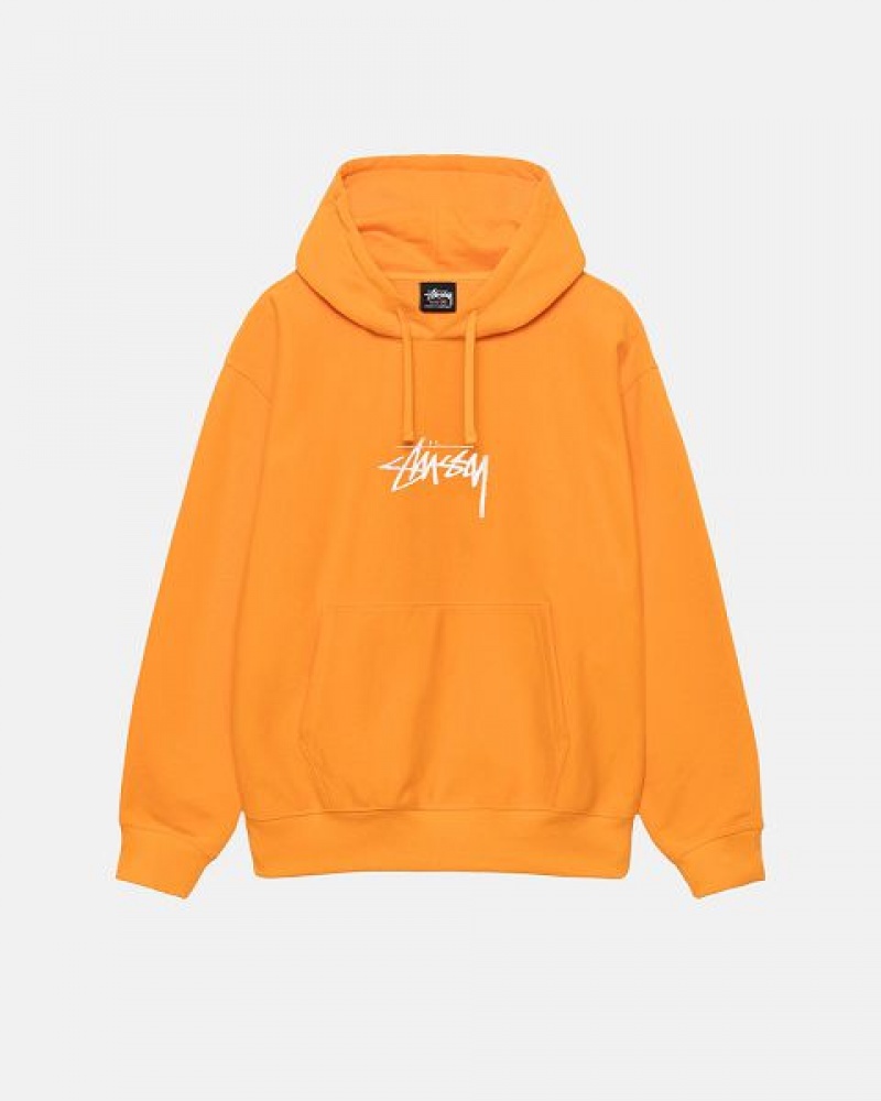 Orange / White Stussy Stock Logo Applique Hoodie | 2153VDFLM