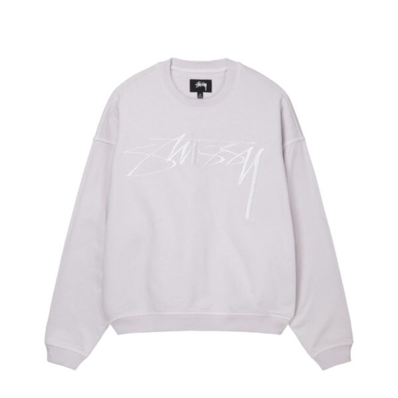 Pink Stussy Relaxed Smoothstock Crew Sweatshirts | 0723DCBRJ