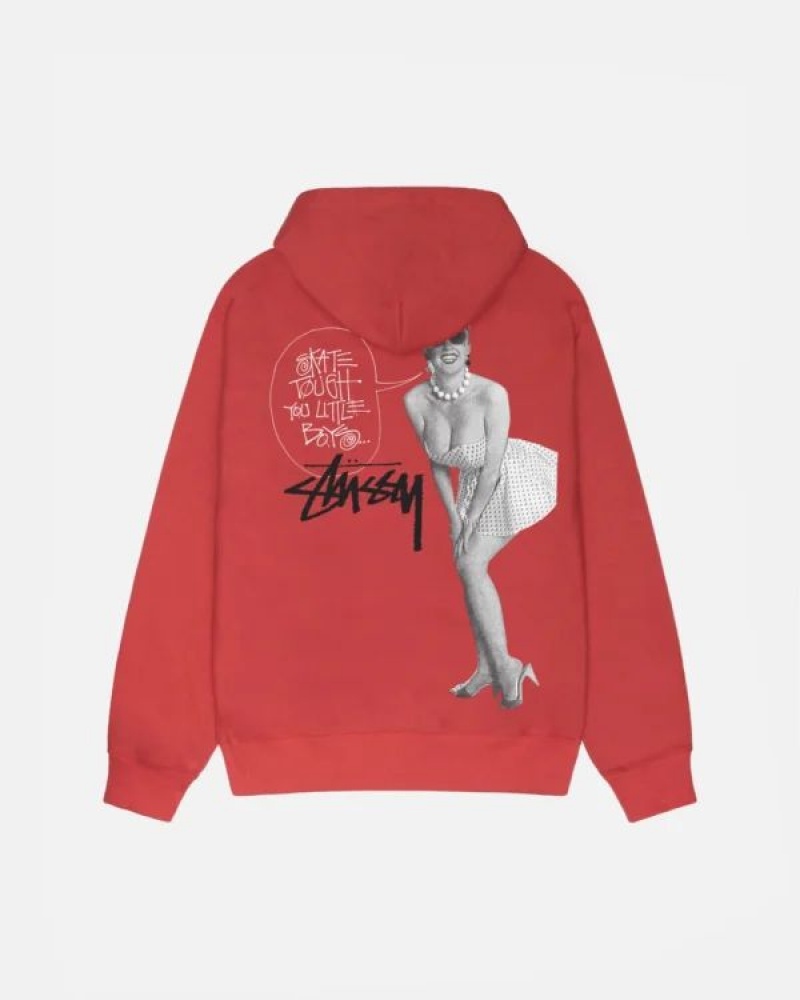 Red Stussy Skate Tough Hoodie | 3091ORUAZ