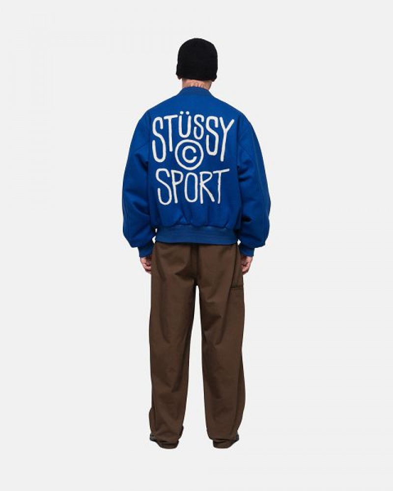 Royal Stussy Sport Melton Varsity Jackets | 5642FBGNK