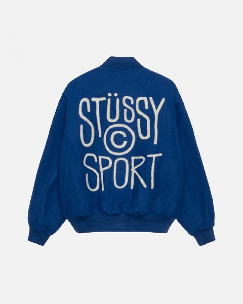 Royal Stussy Sport Melton Varsity Jackets | 5642FBGNK